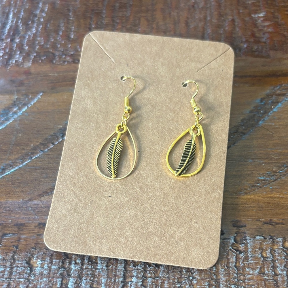 Gold Feather Earrings